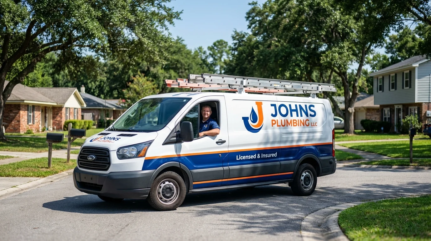 Johns Plumbing LLC service van in Clementon, NJ