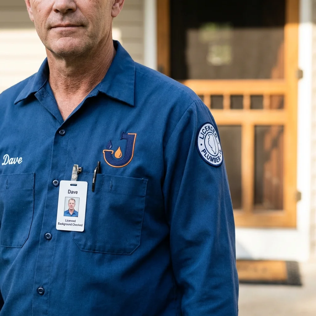 Licensed plumber showing ID badge in Clementon, NJ