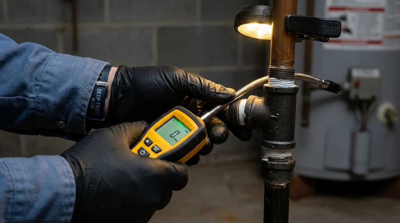 Gas leak detection with electronic sniffer by Johns Plumbing LLC in Clementon