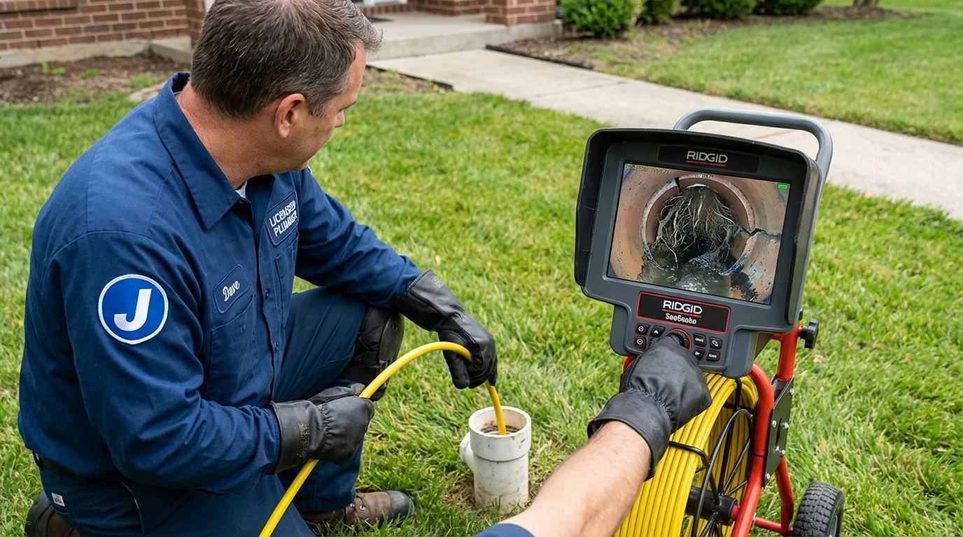 Sewer camera inspection being performed by Johns Plumbing LLC in Clementon